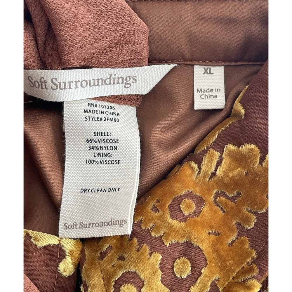 Soft Surroundings Floreat Mustard Gold Velvet Burnout Top Buttondown Size XL - Picture 6 of 6